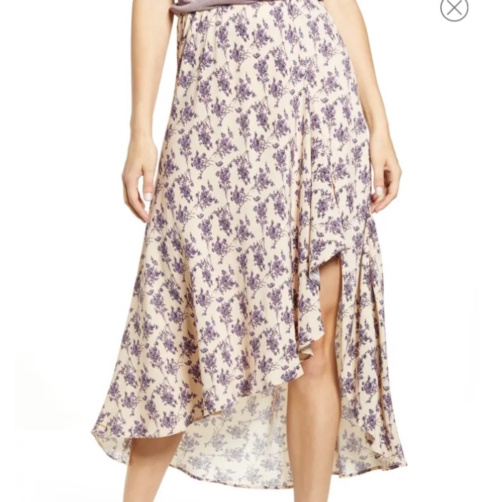 Floral deep slit skirt